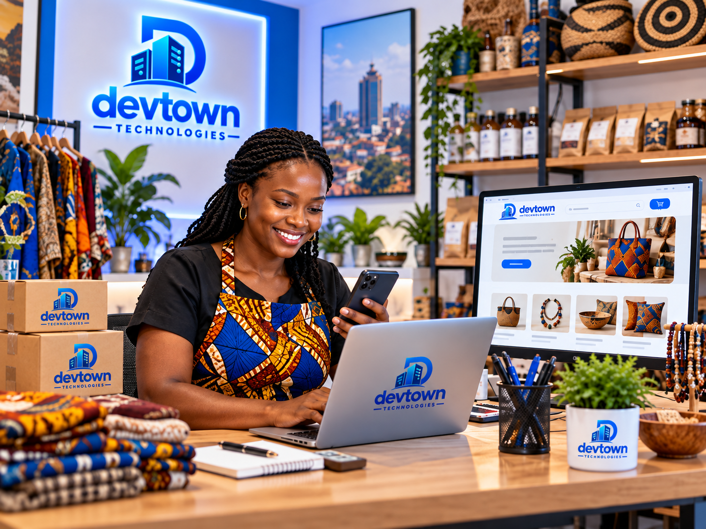 Developer working on an African ecommerce storefront